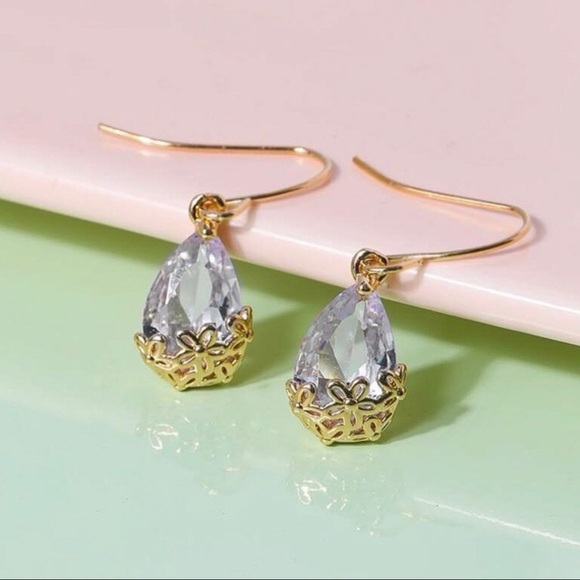 Any 2/$20! Gold Embellished Crystal Drop Earrings - Picture 5 of 8